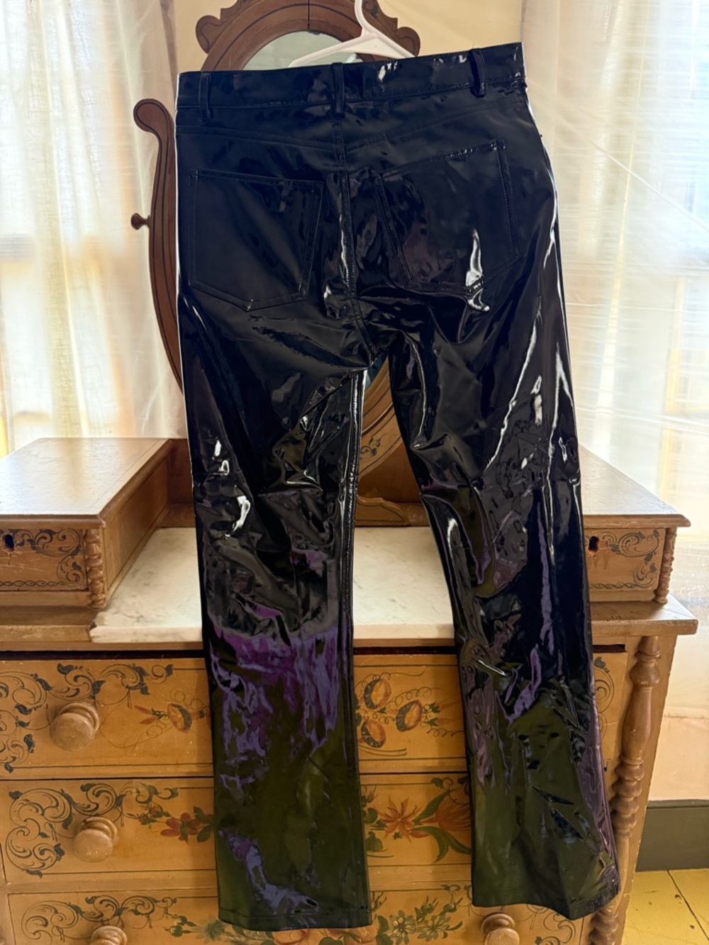 The Kooples Black Patent Straight Leg Pants